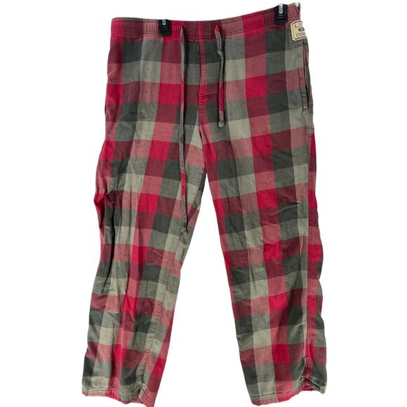 LIFE IS GOOD Sleep Pants Size S Gray Red Plaid 100% COTTON Loungewear FLAW - Picture 1 of 6